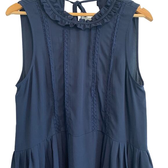 Anthropologie Sunday Best Navy Blue Sleeveless Ruffled Mini Dress - Picture 2 of 10